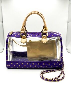 Stadium approved CLEAR bag NWT DustBag bagcharm incl. purple gold Upcycled strap